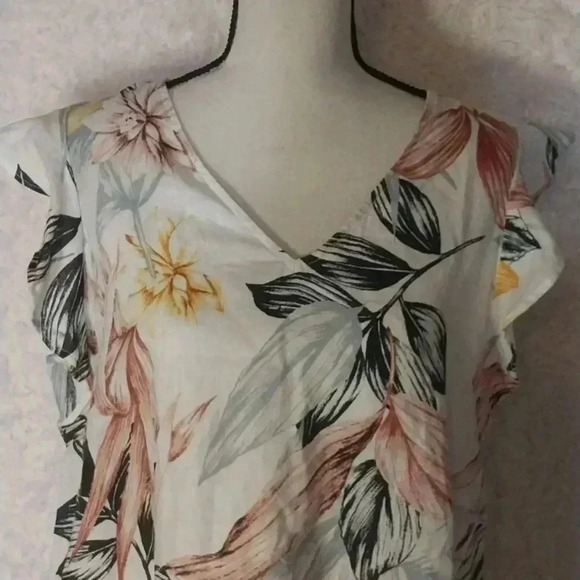 C.C California Hawaiian Print Linen Dress Size Large - Picture 2 of 7